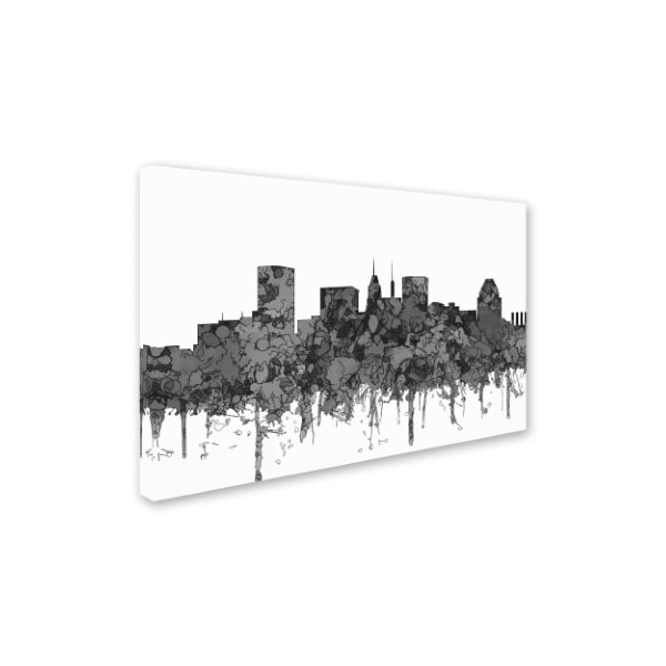 Marlene Watson 'Baltimore Maryland Skyline BW' Canvas Art,22x32